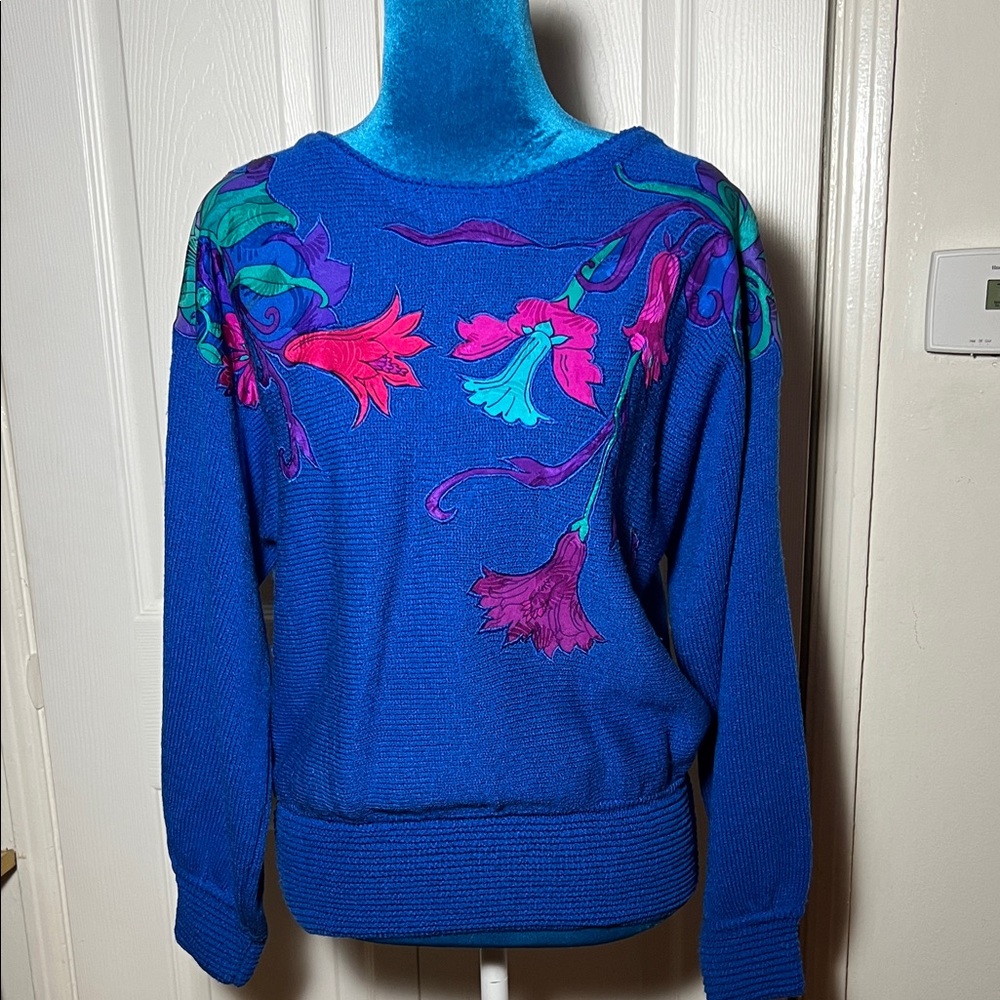 Vintage Anne Crimmins Sweater 80”s Floral Women’s Medium